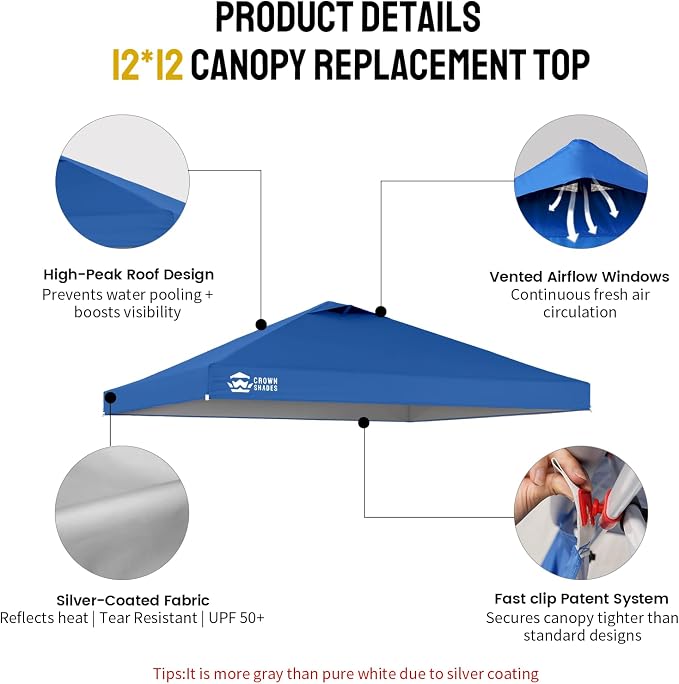 CROWN SHADES 12x12 Canopy Replacement Top - Image 6