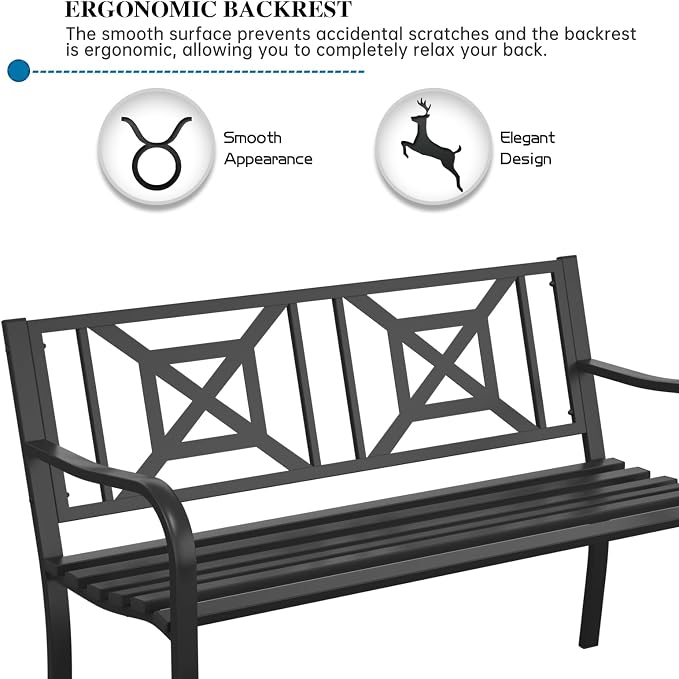 On Shine Patio Garden Bench, Outdoor Park Bench - Image 4