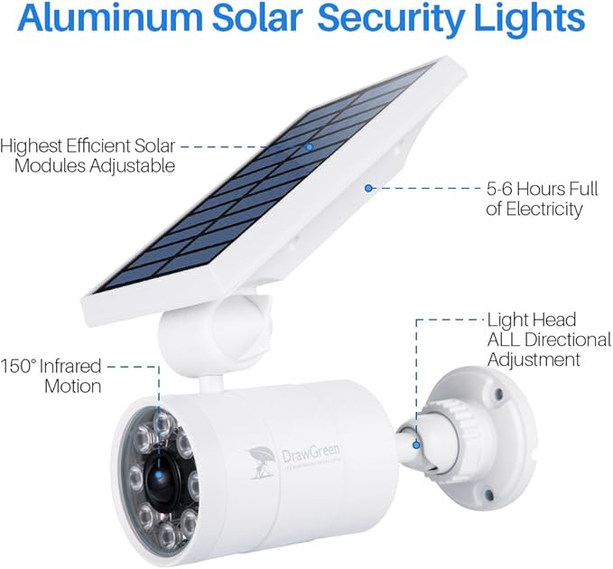 Solar Motion Lights Waterproof Metal Body, 1400-Lumen 9-Watt, Solar Powered - Image 2