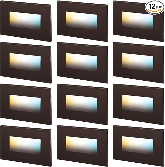 LEONLITE 12-Pack Premium Series 5CCT 120V LED Step Lights, Dimmable 3.5W Indoor by LEONLITE