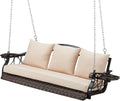 3-Person Wicker Porch Swing Chair Heavy Duty 900 LBS Outdoor Rattan Patio Swing by zzw