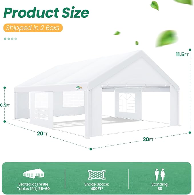 COBIZI 20x20 Party Tent Heavy Duty, Large Outdoor Wedding Tents - Image 3