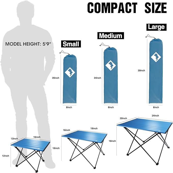 VILLEY Portable Camping Side Table, Ultralight Aluminum Folding Beach Table - Image 3