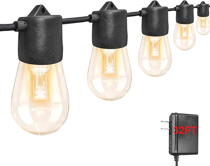 GANA 12V Low Voltage & Safe LED Outdoor String Lights, 32FT 10 Shatterproof by GANA