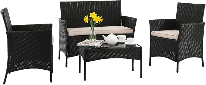 FDW Rattan Furniture Wicker Chair Patio Bristo Set by FDW