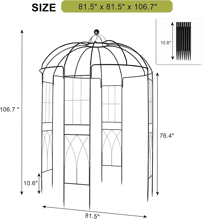 Garden Arches Arbors, Metal Gazebo Durable Iron Trellis Support Use - Image 2