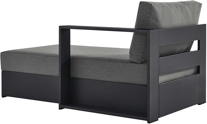 Modway Tahoe Powder-Coated Aluminum Outdoor Chaise Lounge in Gray Charcoal - Image 5