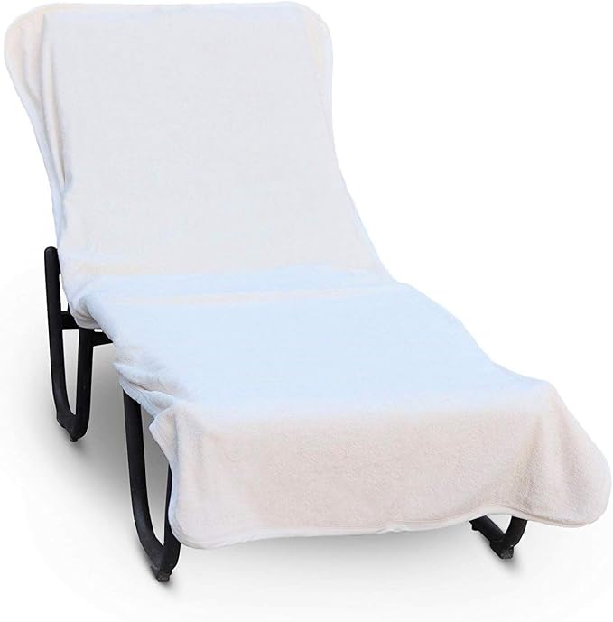 Luxury Hotel Spa Pool Fitted, Solid Terry Cloth Chase Lounge Cover 100% by BareCotton