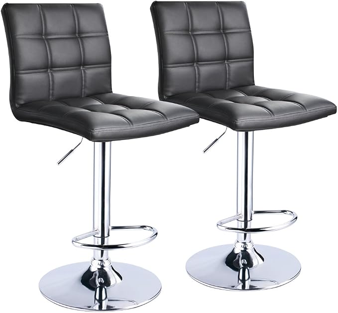 Leopard Modern Square PU Leather Adjustable Bar Stools by LEOPARDPRODUCTS