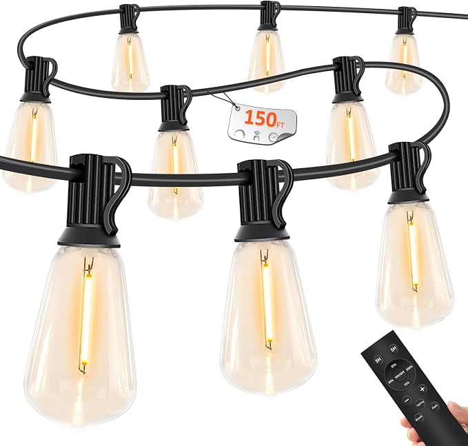 150 FT Outdoor String Lights for Outside – LED Patio Lights Waterproof by YOYONACY