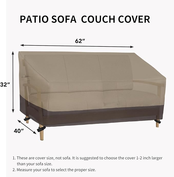 Easy-Going Camel/Dark Brown Waterproof Heavy Duty 3-Seater Patio Sofa Cover - Image 6