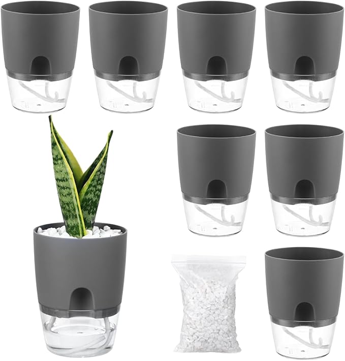 8 Pack Self Watering Pots for Indoor Plants, PlanterHoma 3.2 Inch Plant Pot by Planterhoma