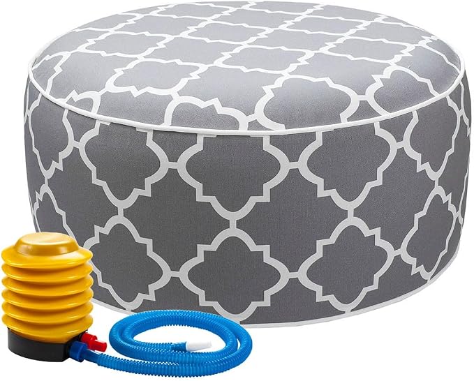 Outdoor/Indoor Inflatable Ottoman Pouf D20 xH9, All Weather Round Footstool by IN4Care