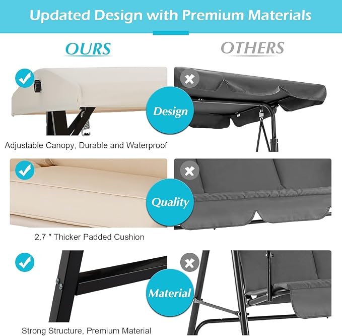 AECOJOY 2-Seat Outdoor Patio Swing Chair - Image 4