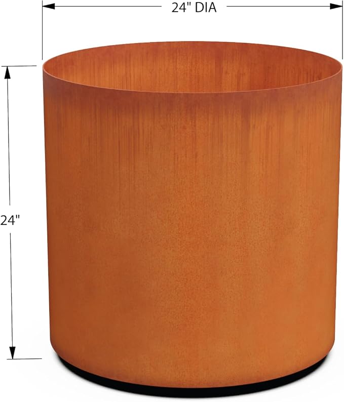 PLANTERCRAFT Corten Steel Metal Planter Box, Round Sizes, Modern Garden Steel - Image 5