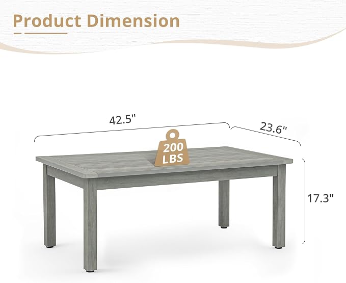 LUE BONA Outdoor Coffee Table, HDPS Patio Coffee Tables - Image 3