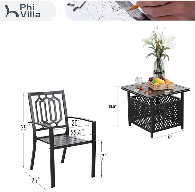 PHI VILLA 3 Piece Outdoor Bistro Set - Image 9
