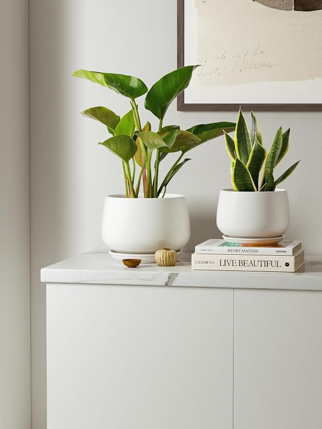 LE TAUCI Ceramic Plant Pots, 4.1+5.1+6.5 inch, Planters - Image 9
