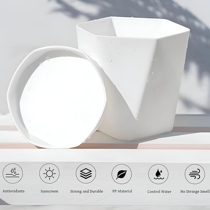 InmeRun Plant Pots Indoor Plastic Flower Pots Outdoor 7 inch Set of 12 Pack - Image 5