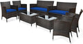 COSTWAY 8PCS Rattan Patio Furniture Set, Outdoor Wicker Rattan Chairs by COSTWAY
