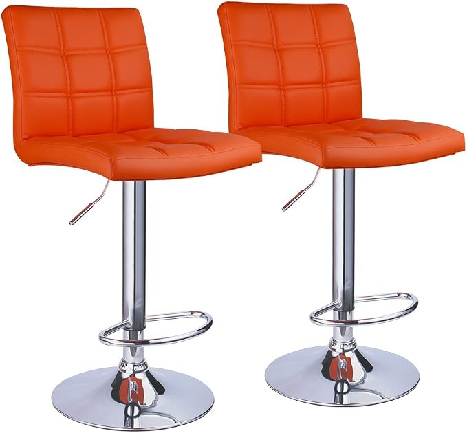 Modern Square PU Leather Adjustable Bar Stools by LEOPARDPRODUCTS
