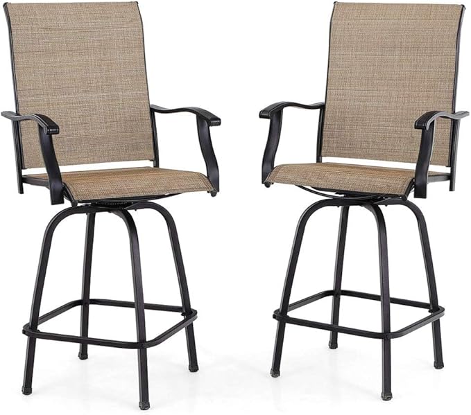 PHI VILLA Outdoor Swivel Bar Stools Set of 2, Bar Height Patio Chairs 30" Seat by PHIVILLAThepioneerofcomfortablehouseholdsupplies