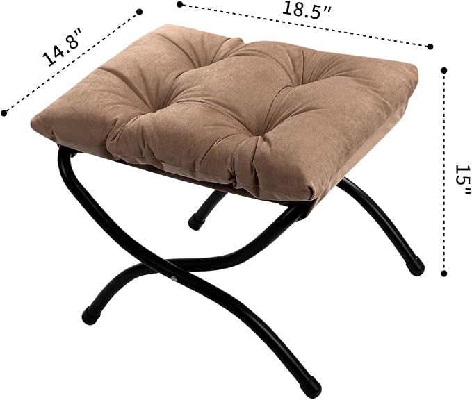 HollyHOME 15" Folding Footrest Stool, Upholstered Small Foldable Ottoman - Image 3