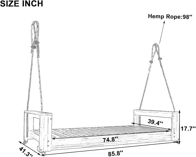 Merax Patio Acacia Wood Porch Swing - Image 7