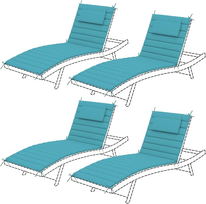 Sundale Outdoor Olefin Quilted Lounge Cushion Set of 4, Patio Foldable Chaise by SundaleOutdoor