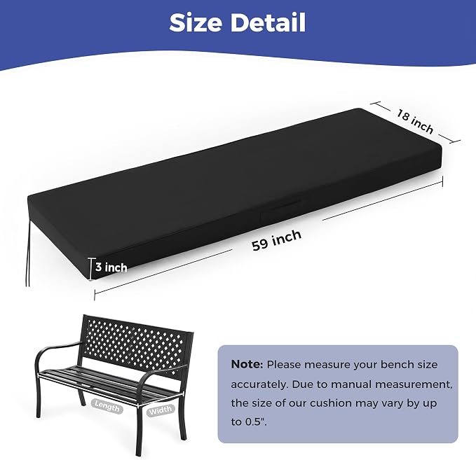 Outdoor Bench Cushions for Outdoor Furniture, Waterproof Bench Pillow, Fade - Image 5