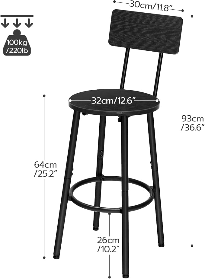 HOOBRO Bar Stools, 25.2" Bar Chairs - Image 3