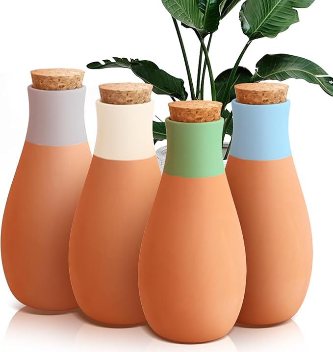 4PCS Terracotta Watering Spikes, Ollas Self Watering Globes, Slow Release Self by Unknown