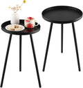 2 Pack Outdoor Side Table, 12.6" Patio Round Tables by PartyZealot