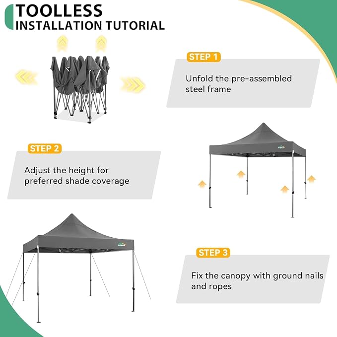 COBIZI 10x10 Heavy Duty Pop Up Canopy Tent - Image 5