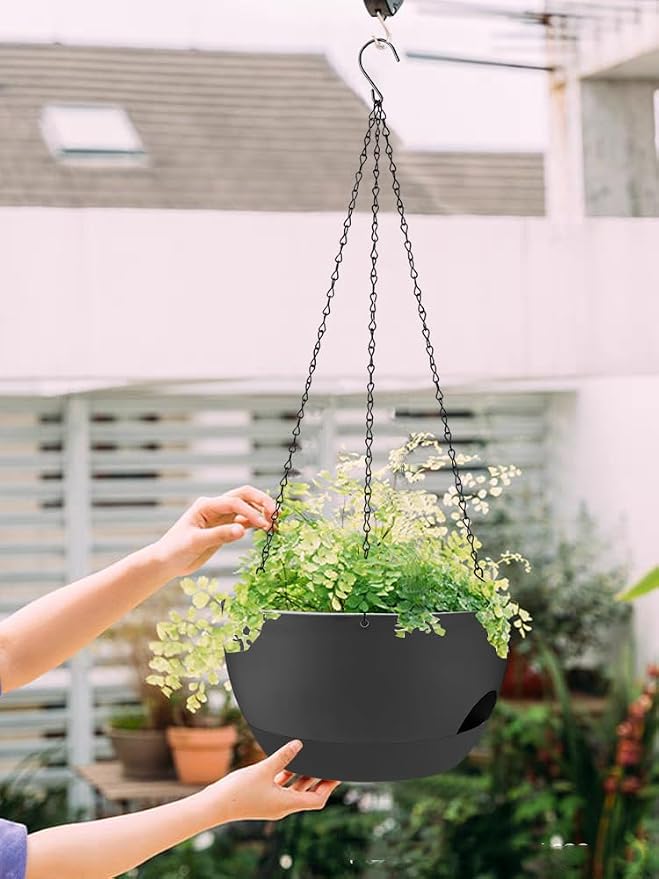 2 Pack Hanging Planters for Indoor Outdoor Plants, 12 Inch Self Watering - Image 5