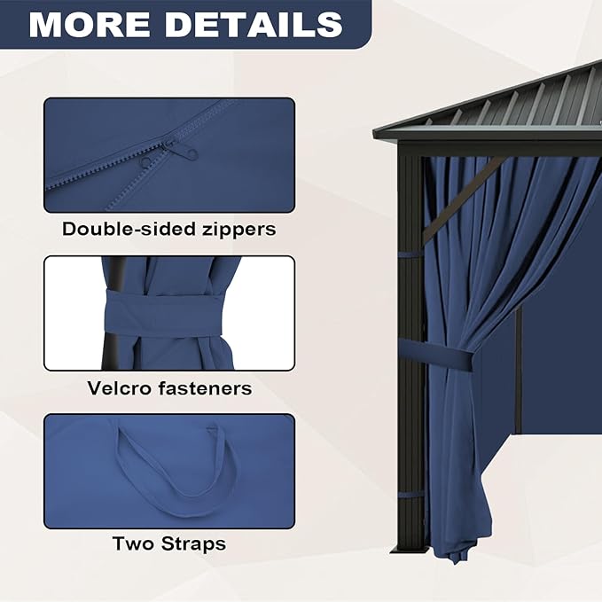 slashome 12'x14' Gazebo Curtains Outdoor Waterproof, Sidewalls - Image 3