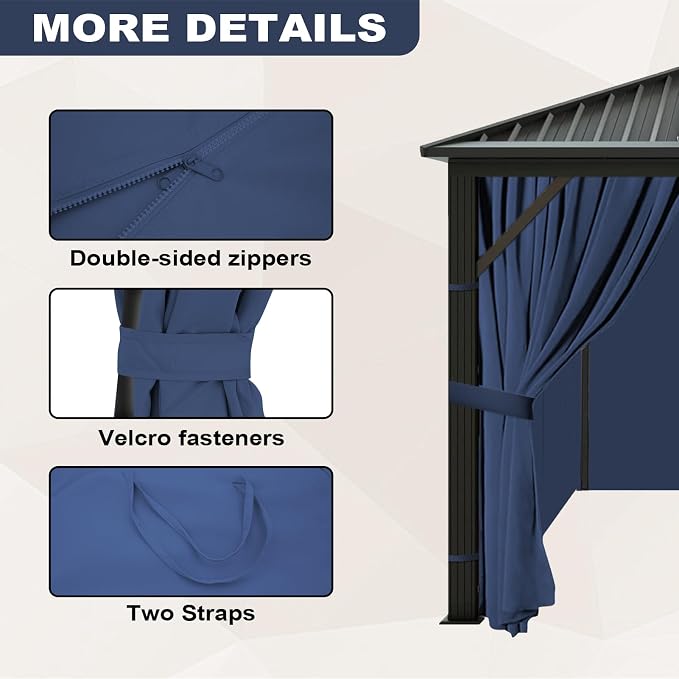 slashome 12'x12' Gazebo Curtains Outdoor Waterproof, Sidewalls - Image 3