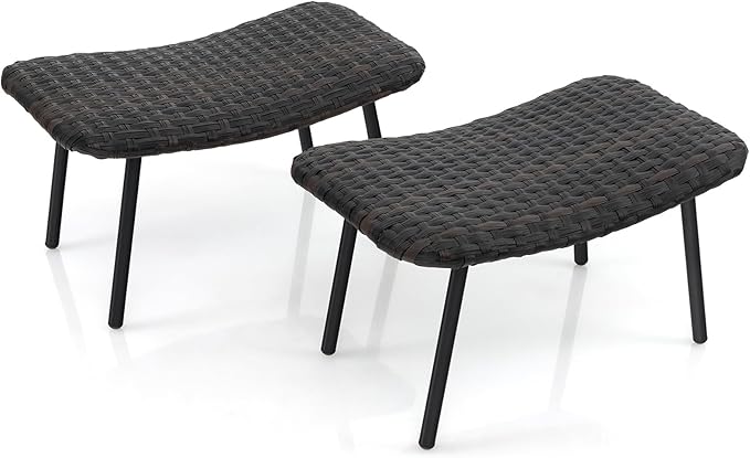 Tangkula Set of 2 Patio Ottomans, Outdoor Wicker Footrest Extra Seating by TANGKULA
