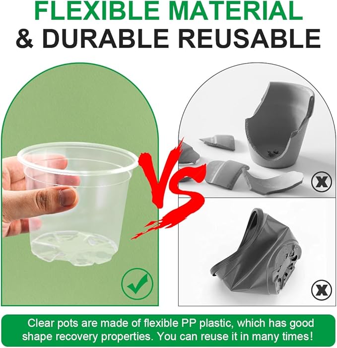 200 Pack 4 Inch Clear Plant pots - Image 4