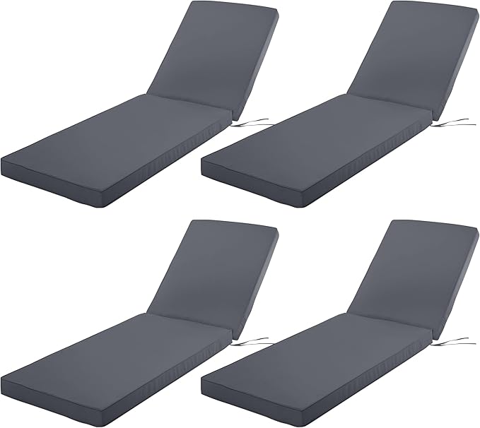 Chaise Lounge Cushion Outdoor, Waterproof and Stain-Resistant Lounge Deck by COMCAVER