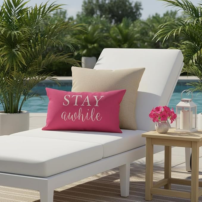 PANDICORN Welcome to Our Porch Stay Awhile Outdoor Lumbar Decorative Throw - Image 3