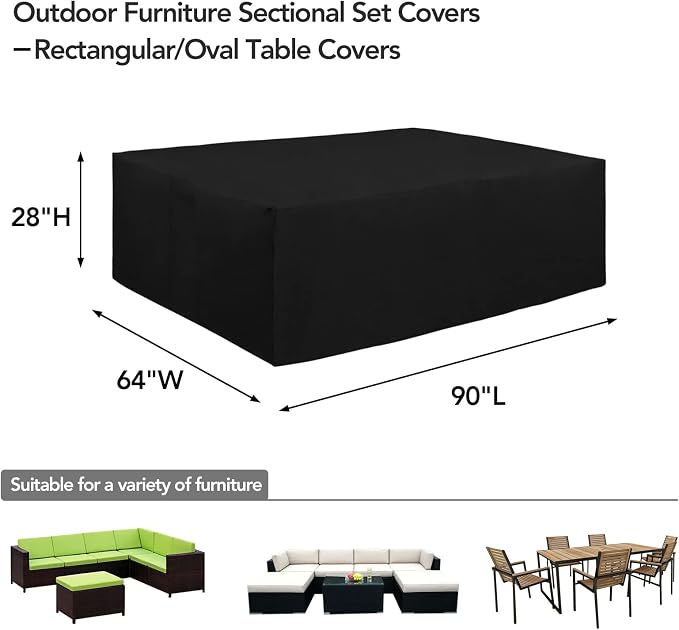 Easy-Going 600D Heavy Duty Patio Furniture Cover, Outdoor Rectangular Table and - Image 2