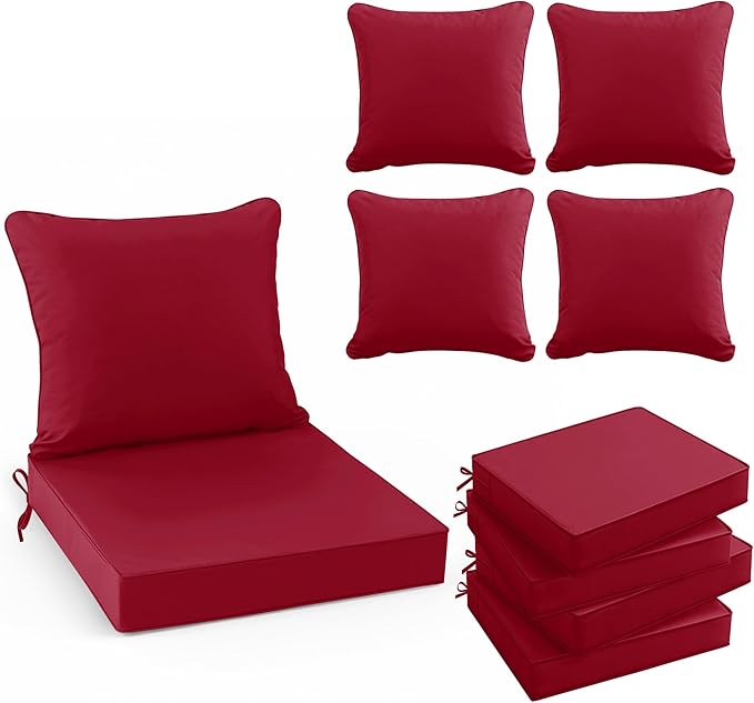 Waterproof Patio Cushions for Outdoor Furniture, Fade Resistant Back Pillow and by SUMMSUN
