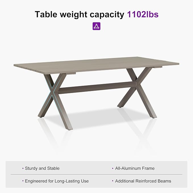 PURPLE LEAF Outdoor Dining Set for 8 All-Weather 9 Pieces Patio Aluminium - Image 6