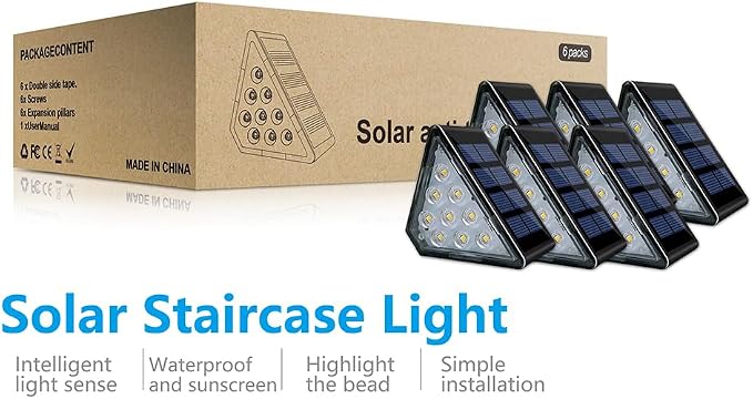Solar Step Lights, Stair Fence Triangle Lights IP67 Outdoor Waterproof LED Deck - Image 7