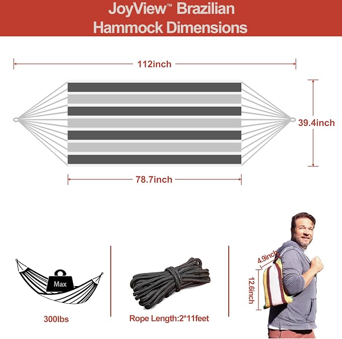 JoyView Brazilian Hammock for Single Preson Portable Hammock - Image 2