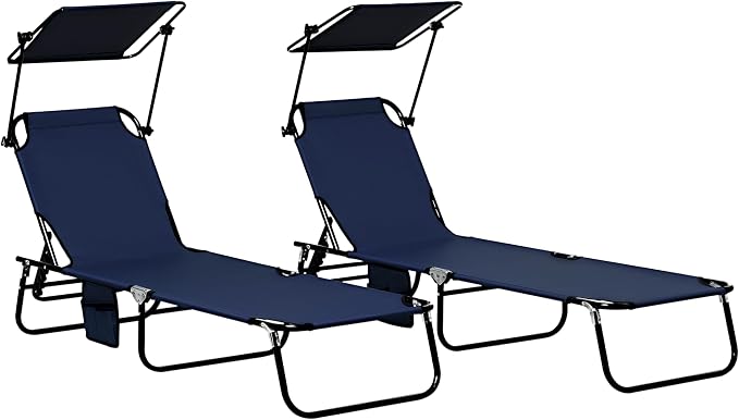 Outsunny Folding Chaise Lounge Pool Lounge Chairs Set of 2, Outdoor Sun Tanning by Outsunny