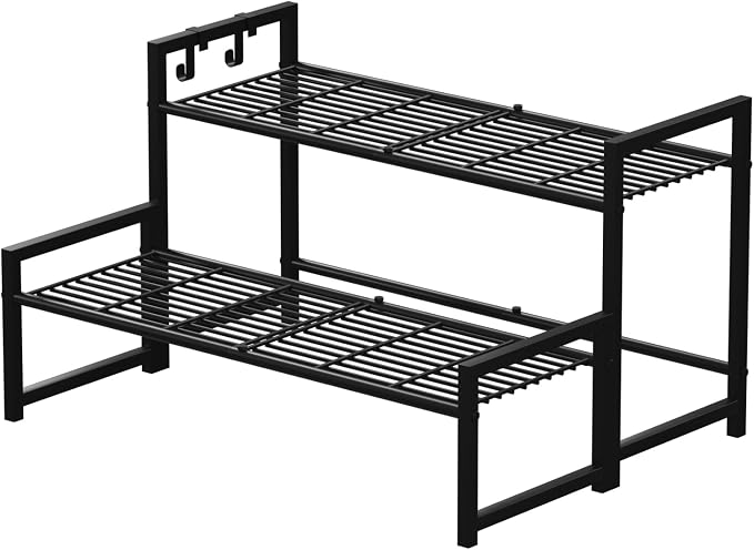 Garden 4 you 2 Tier Metal Plant Stand Outdoor Indoor Waterproof, Stackable by Garden4you