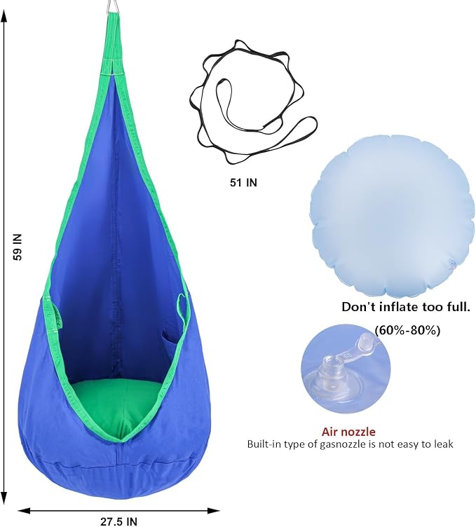 YAERSI Kids Pod Swing Seat, Cotton Hammock Chair - Image 4