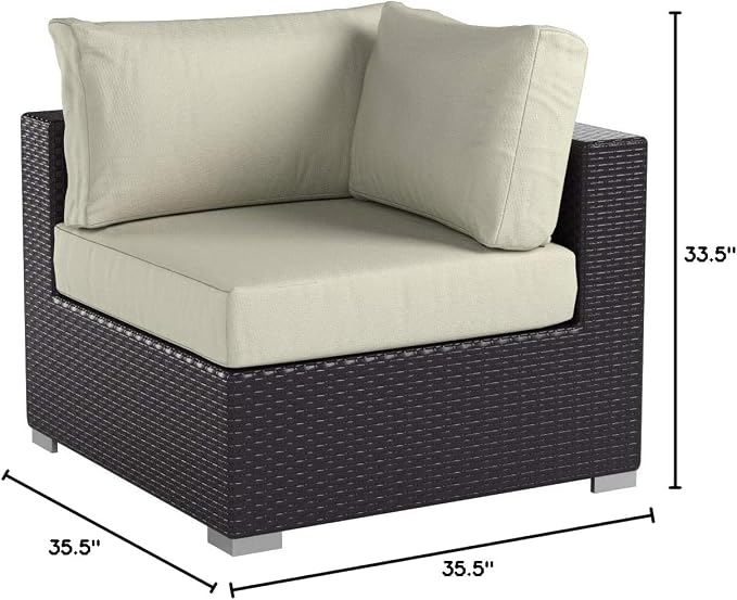 Modway Convene Wicker Rattan Outdoor Patio Sectional Sofa Corner Seat in - Image 2